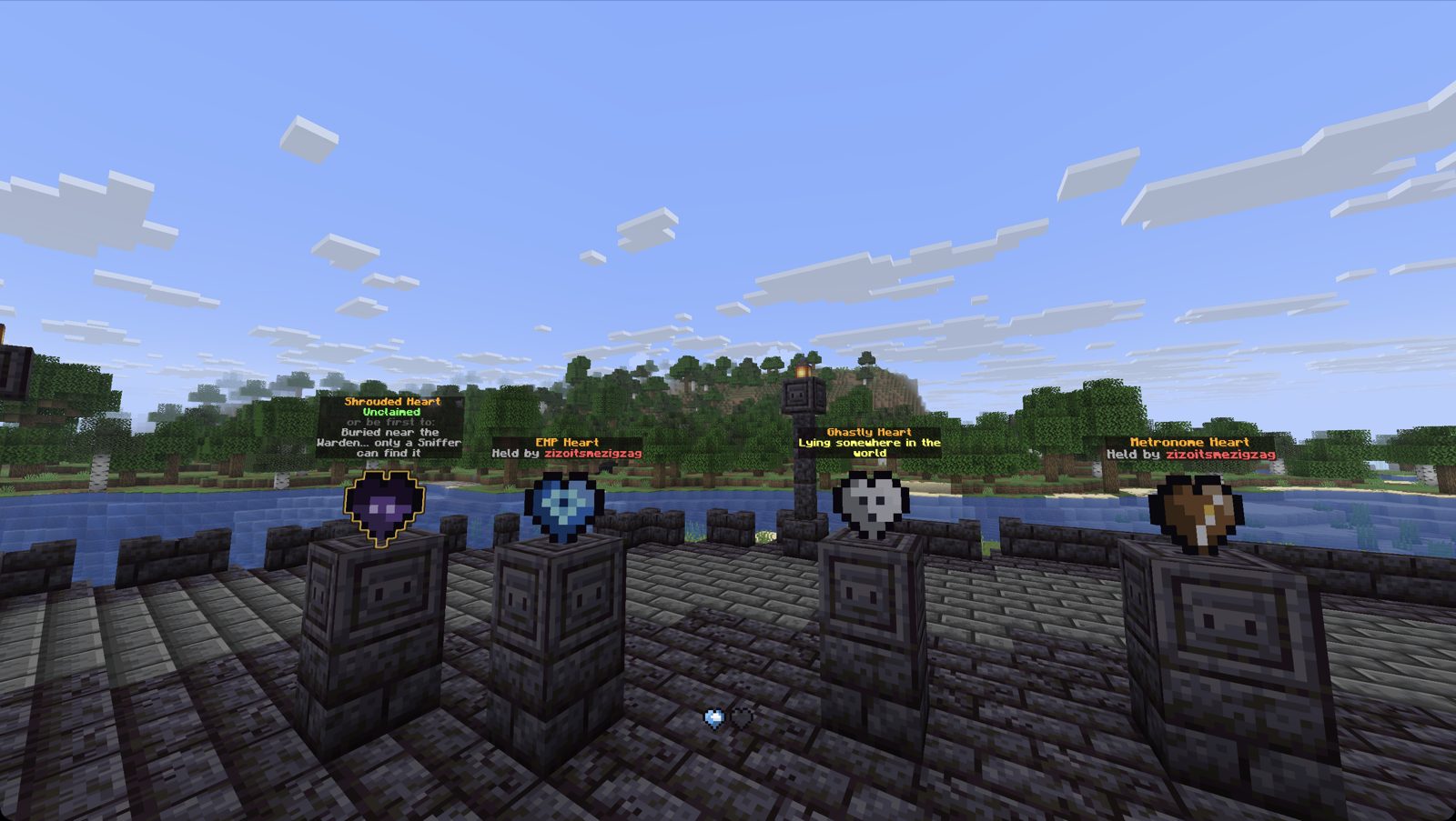 Legendary hearts on pedestals